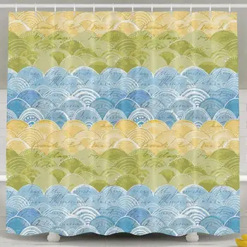 

Sea Wave Shower Curtain, Custom Waterproof Fabric Shower Curtain Sets Decoration 72 x 72