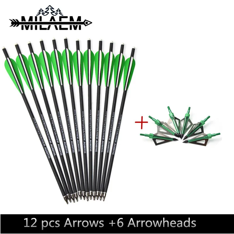 

12 Pcs 16 Inches Crossbow Arrow Mix Carbon Arrow With 126 Grain Arrowheads Archery Shooting Hunting Accessories