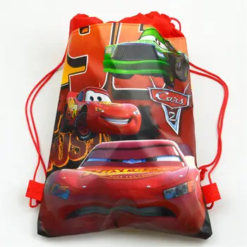 

6/12/24/30PCS Cars Birthday Theme Party Supplies Cartoon Disney Cars Print Bags For Kids Birthdays Non-Woven Drawstring Gift Bag