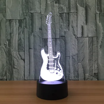 

Electric Music Guitar Illusion Lamp LED Color Changing Night Light Xmas Gift 3D
