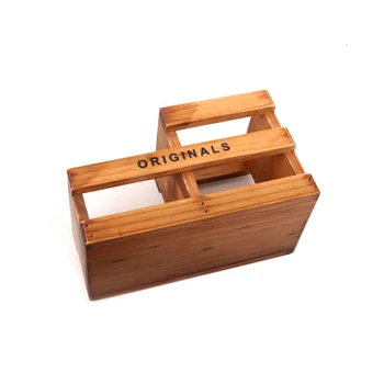 

Retro style wooden simple pen holder fence shape desk surface finishing pen holder