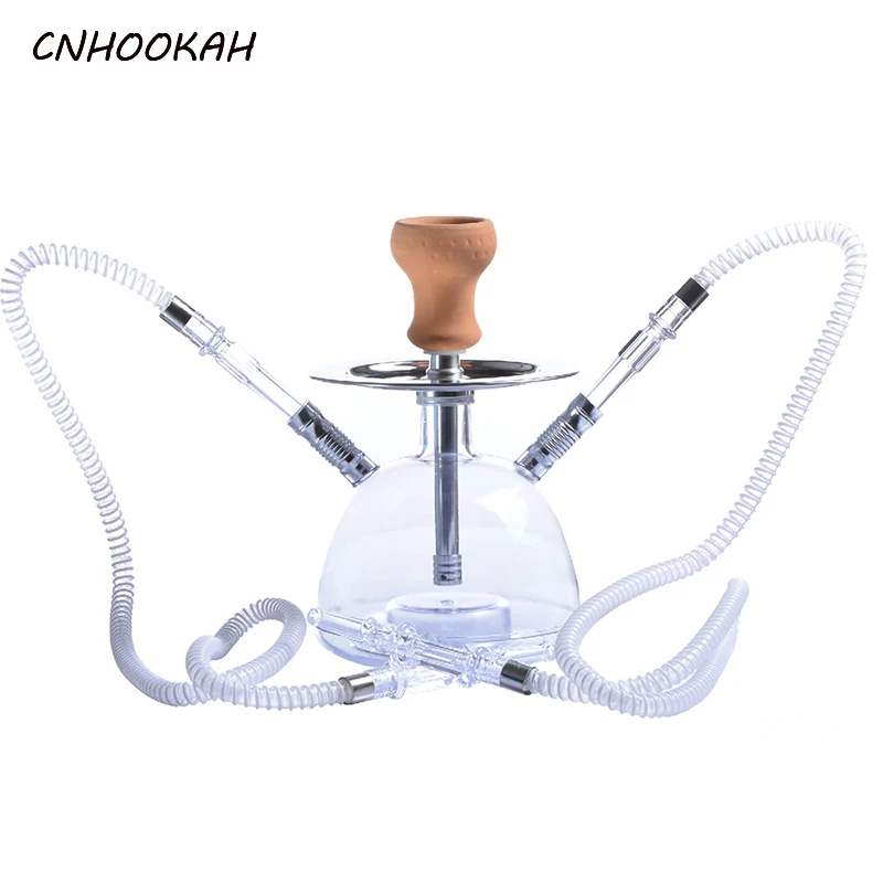 

CNHOOKAH Seven Colors LED Light Base Hookah Arab shisha Double Plastic Pipe narguilé Acrylic Base Hookahs Ceramic Bowl nargile