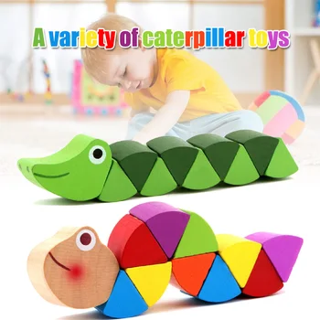

Colorful Wooden Worm Puzzles Learning Educational Didactic Development Toys Children Hot Sales