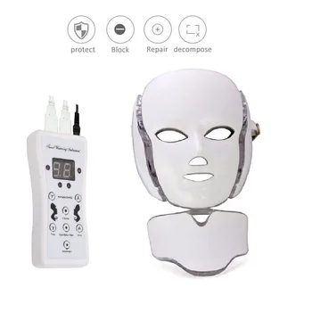 

7 Colors Electric Led Facial Mask with Neck Machine Photon Therapy Anti Acne Tighten Whitening Beauty Instrument