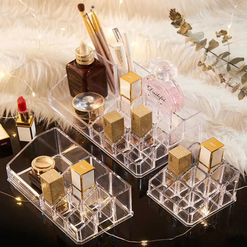 

Transparent Lipstick Storage Box Makeup Organizer Organizador Maquillaje Transparent Cosmetic Display Stand Caja Organizadora