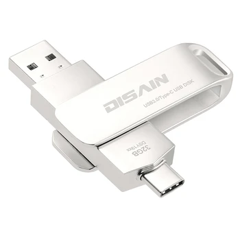 

DISAIN 32G T3D Dual-Purpose U Disk, Home Office Portable Rotating USB 3.1 / Type-C High-Speed Dual Flash Drive