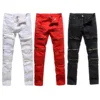 Men Skinny Stretch Denim Ripped Pants Distressed Ripped Freyed Slim Fit Jeans Destroyed Ripped Jeans Black White Red Jeans ► Photo 2/6