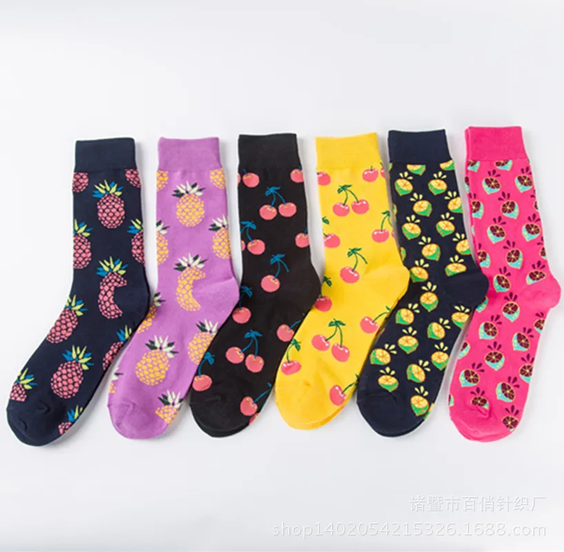 MOONBIFFY брендовые счастливые носки женские хлопковые носки для мужчин и женщин модные фруктовые серии лимонный ананас черешня носки без пятки