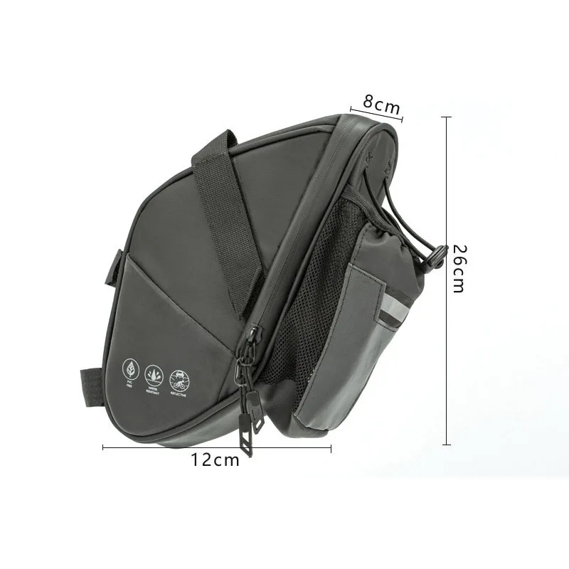 물병 포켓이 있는 자전거 안장 가방, 방수 MTB 자전거 후면 가방, 사이클링 뒷좌석 테일 백, 자전거 액세서리