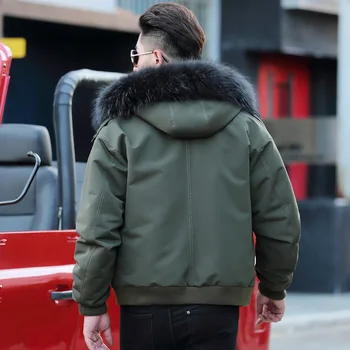 

Short Real Fur Parka Homme Winter Jacket Men Rex Rabbit Fur Liner Coat Raccoon Fur Collar Parkas Hombre Invierno KJ1629