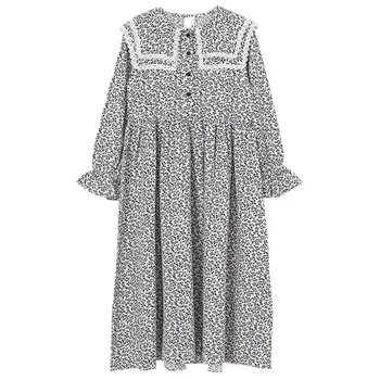 

3 to 16 yrs kids & teenager girls long sleeve floral print button midi dress spring fashion chiffon dresses children clothing