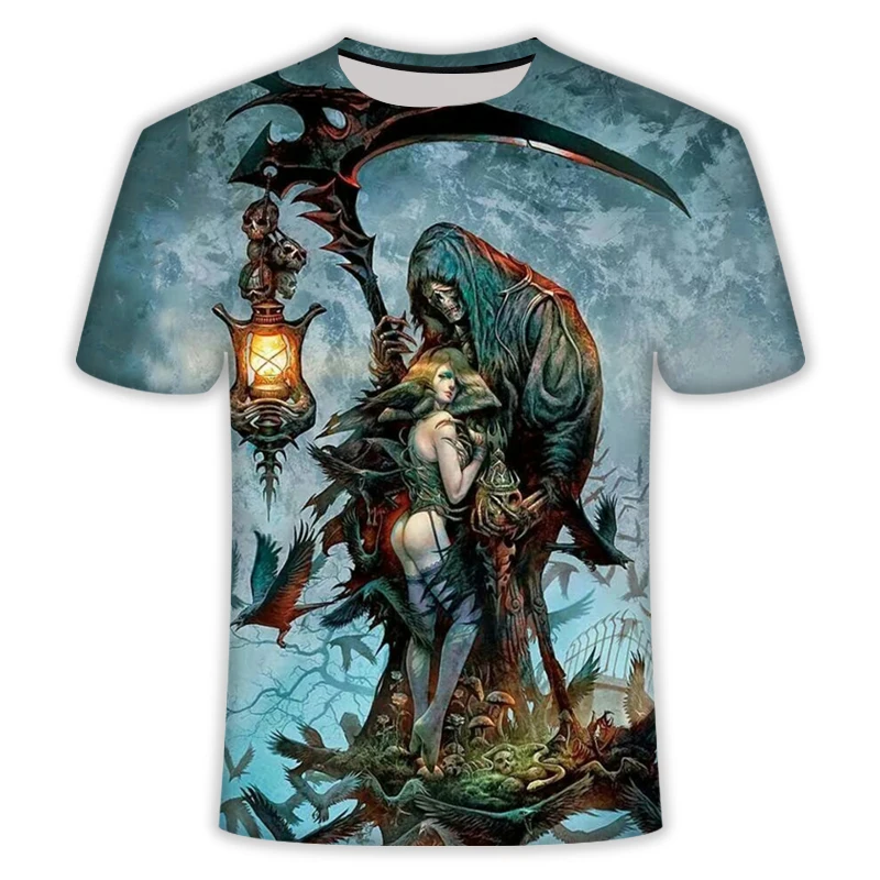 Модная футболка для мужчин/женщин тяжёлый Металл мрачный смерть с косой Объёмный рисунок(3D-принт) футболки короткий рукав Харадзюку Стиль Уличная Топы - Цвет: TX381