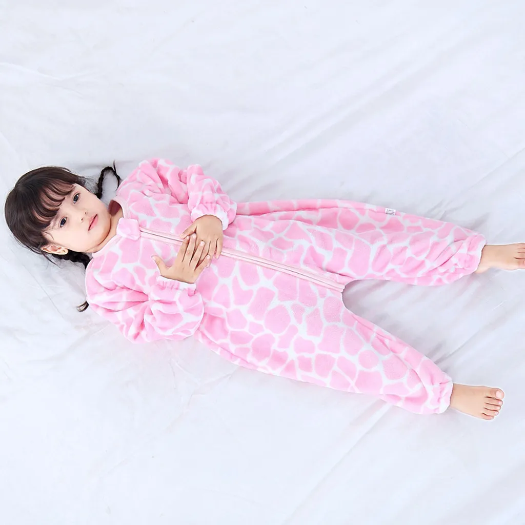 Winter Newborn Rompers Sleeping Bag Print Thick Warm Cotton Children's Flannel Baby Girls Jumpsuits Boy Sleeping Clothes#sw1