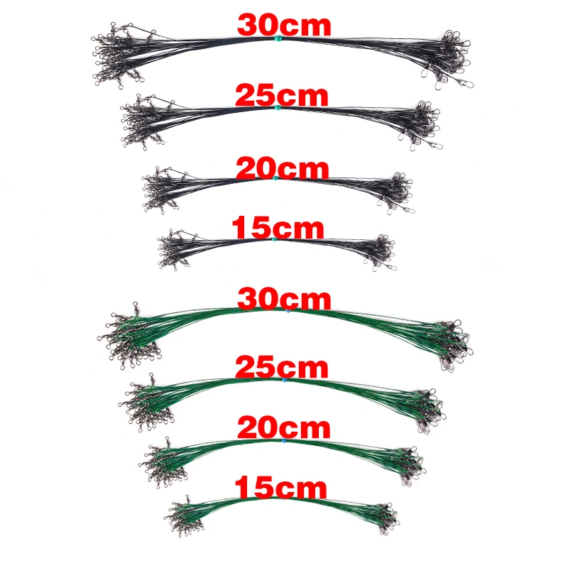 

20PCS Anti Bite Steel Fishing Line Steel Wire Leader With Swivel Fishing Accessory Lead Core Leash Fishing Wire 15CM-30CM