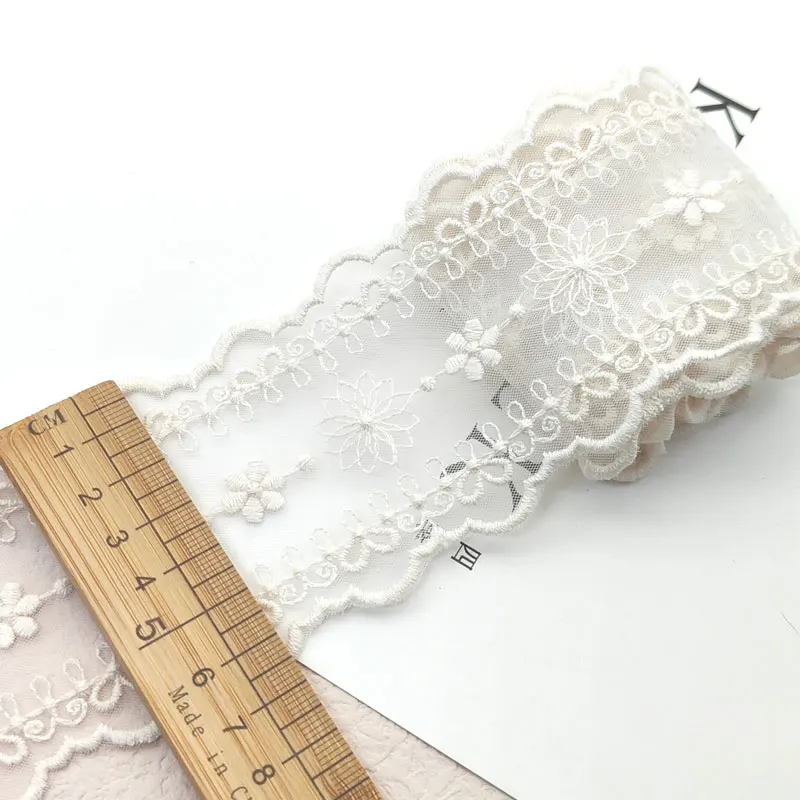 1 Yard Embroidery Lace For Crafts 6.5Cm Tulle Fabric Sewing Ribbon Apparel Diy Trimmings African 2021 Lace For Needlework