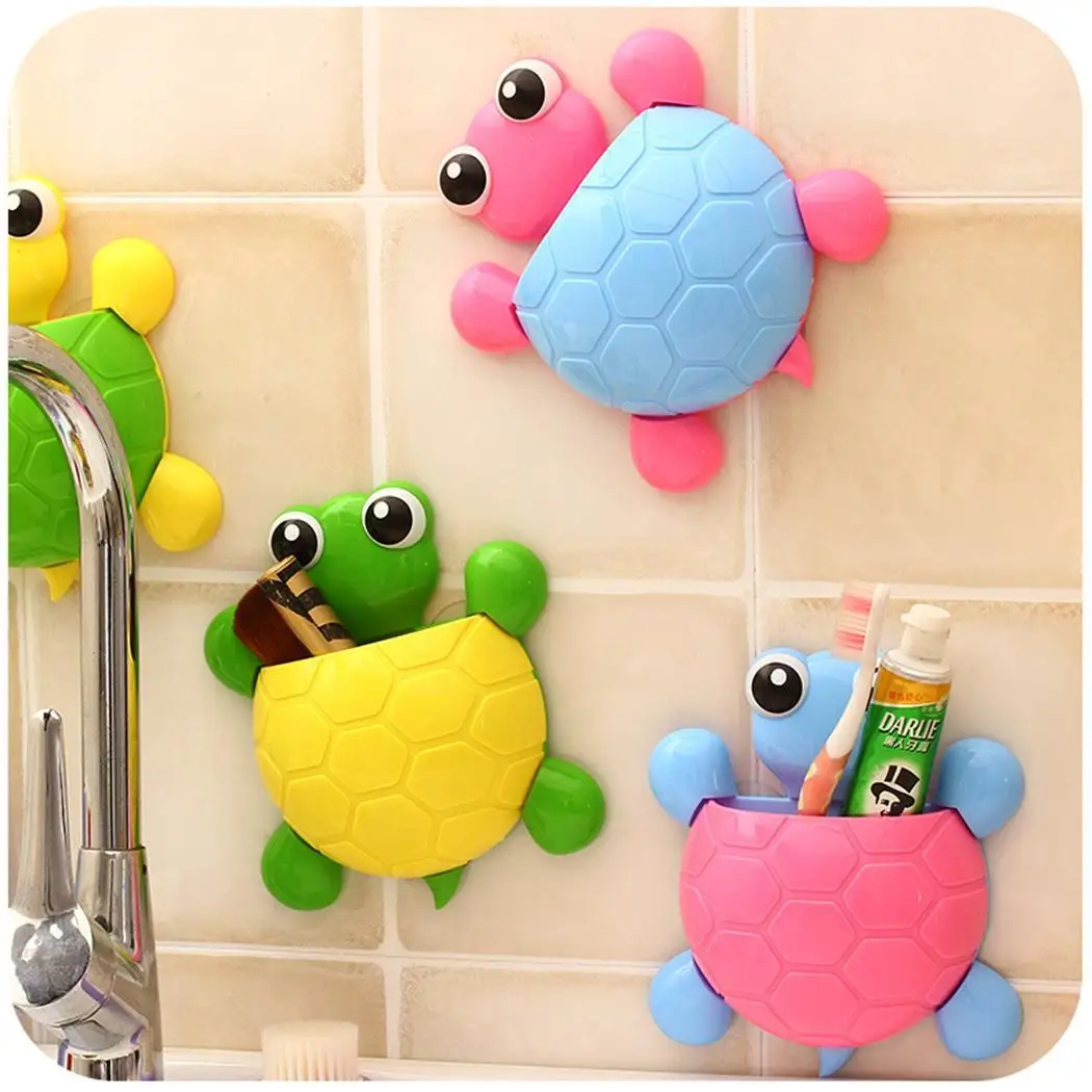 

2019 New storage rack for home Creative Cute Turtle-shape Toothbrush Holder Strong Suction Cup Storage Rack