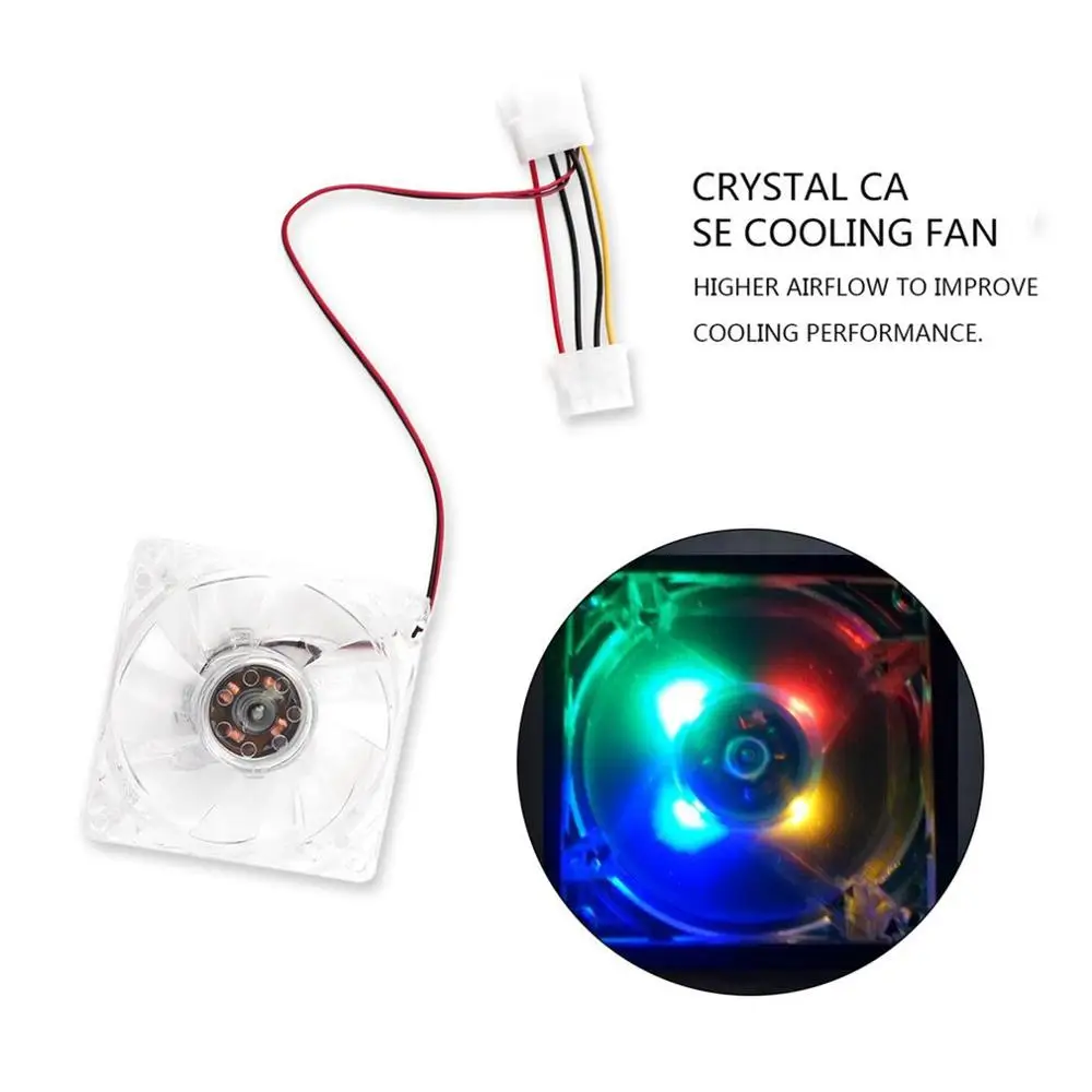 Computer Fan 4 LED 80mm 8025 8cm Silent PC Computer Case Cooler Cooling Fan Mod Blue and Colorful light In