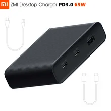 Оригинальное настольное зарядное устройство Xiaomi ZMI 65 Вт 3 порта PD3.0 USB 2C1A для Android iOS переключатель PD 3,0 QC умный выход Макс Solo c1-65w