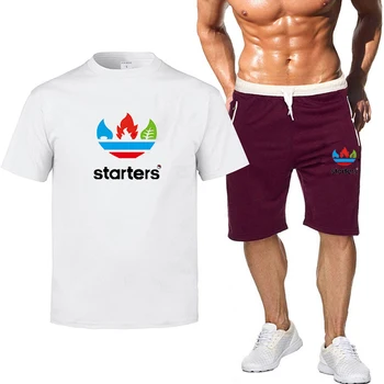 

Multicolor Cotton 2 Piece Set Short-sleeved Shorts Fashion Casual Sweat Suit Men's T-shirts Sportpants Print Sweatpant Tracksuit