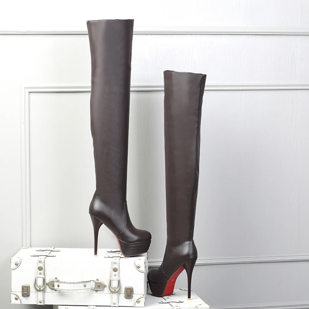 SARAIRIS brand Thin High Heels Boots Women Shoes Sexy Platform High Heels Autumn winter Over The Knee Boots woman Large Size 46