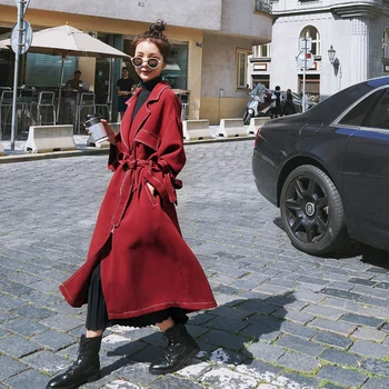 

new arrival women fashion comfortable bow trench coat professional OL temperament soldi girls warm long loose trench