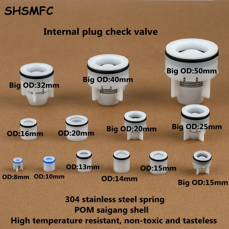 

1-5Pcs 8~20-50mm O.D Inner Plug Check Valve Element Water Treatment Non-return Valve Spool Garden Irrigation Aquarium Fittings