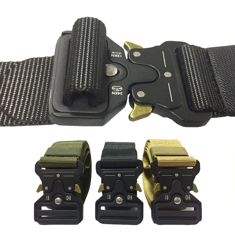 

Genuine Men's Military Tactical Belt High Quality Nylon Alloy Fashion Metal Buckle Elastic Men's Training Battle Belt