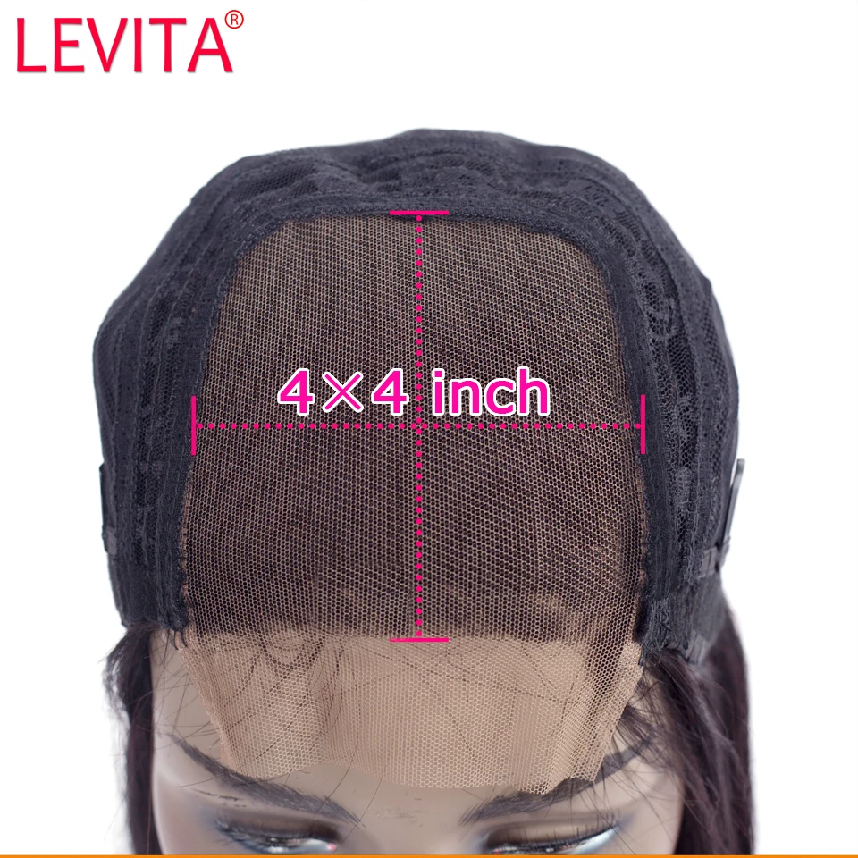 LEVITA short afro kinky curly human hair wigs 4�4 lace closure wig Brazilian Lace Closure Wigs for women non-remy 150% Density