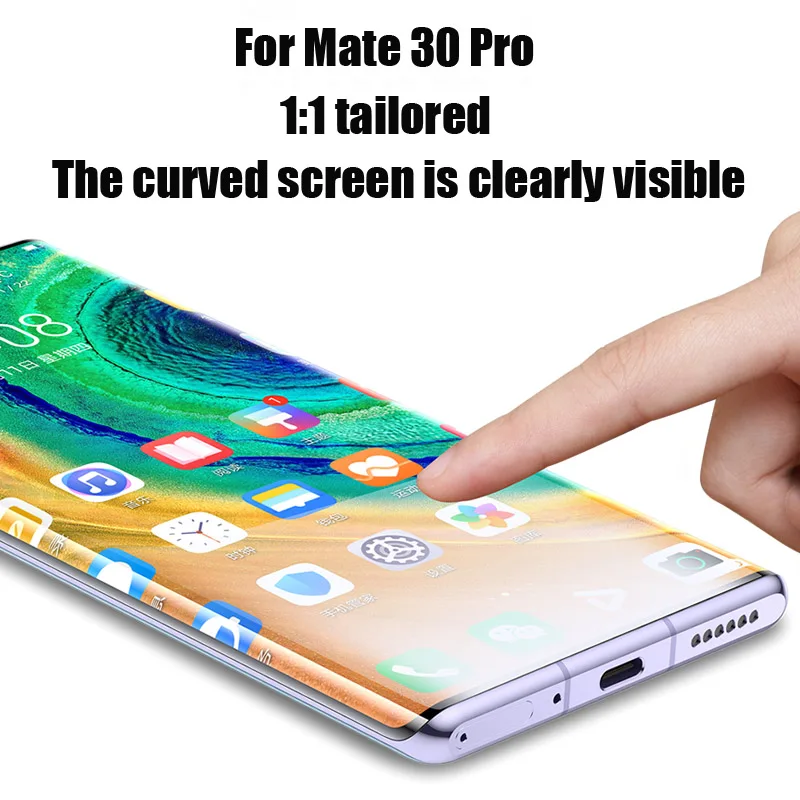 Прозрачное изогнутое жидкое ультрафиолет закаленное стекло для huawei mate 30 P30 Pro lite для P20 mate 20 pro lite защита экрана