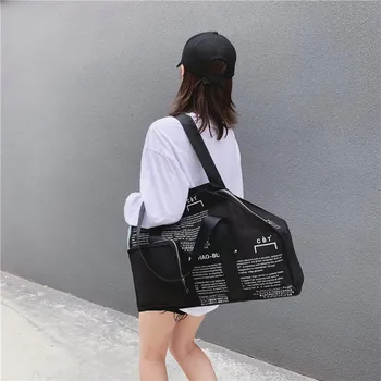 

Summer New Style Women’s Canvas Handbag Street Fashion WOMEN'S Single-shoulder Bag Mass Printed Letter Canvas Haversack Trendy B