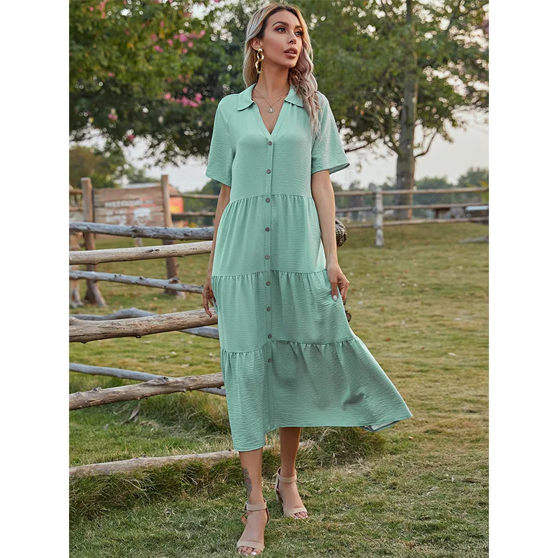 Европейские и американские женские элегантные однотонные длинные юбки с