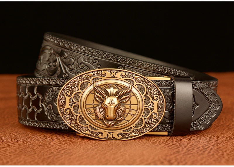 Classical Designer Sheep Head Bucke Belt Genuine Leather Belt for Men mens designer belts