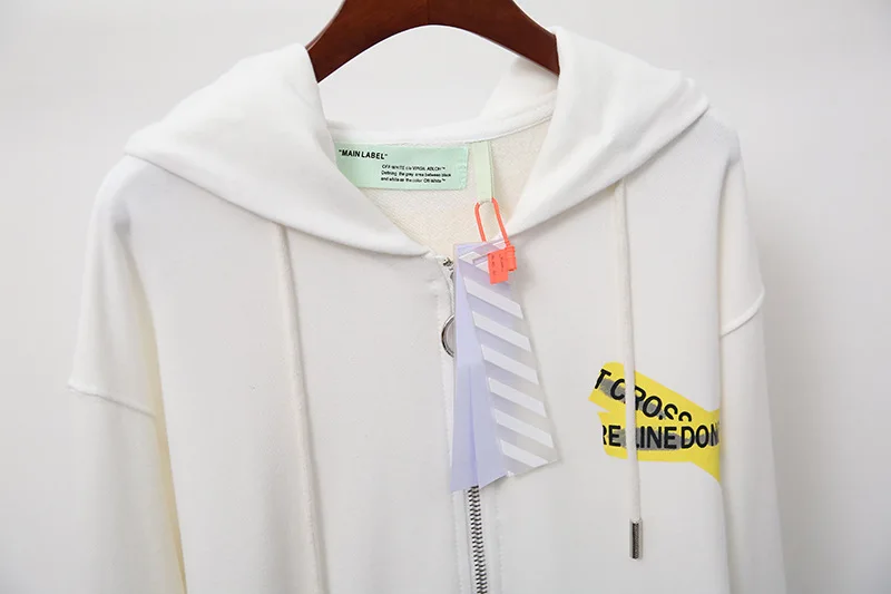 OFF-WHITE/желтая толстовка на молнии с капюшоном, пальто, весенне-осенние тканевые толстовки из махровой ткани