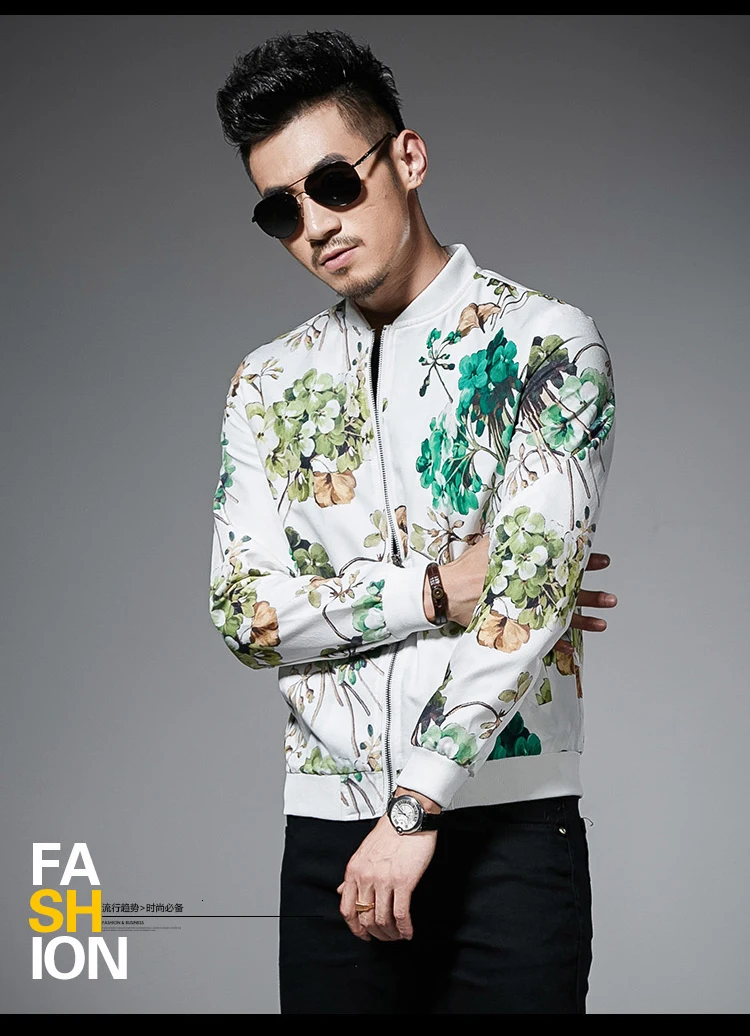 Зеленая Мужская куртка с цветочным принтом Мужская куртка Chaqueta De Beisbol Para Hombre Jaquetas хип-хоп Мужская куртка на молнии дизайнерская мужская куртка 5xl