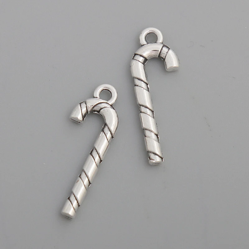 

RAINXTAR Alloy Vintage Christmas Candy Cane Shape Jewelry Charms 10*26mm 100pcs AAC298