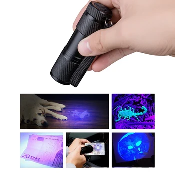 

Mini 9LED UV Flashlight Ultraviolet led flashlight Ultra Violet Invisible Ink Marker Detection Torch Light 3AAA lamp
