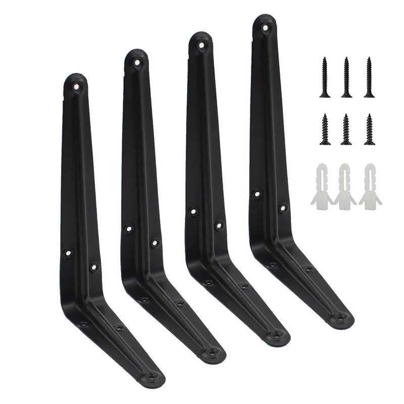 

4 Pack Shelf Brackets, Heavy Duty Metal Floating Shelf Bracket Hardware, Decorative Iron L Bracket with Screws 200x130x1.2mm