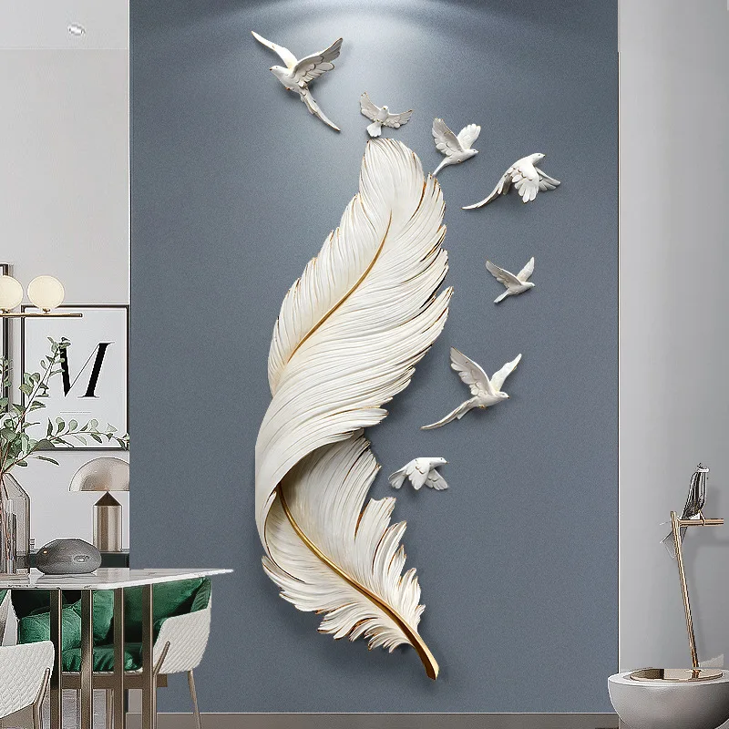 

Light Luxury Feather and Birds Modern Simple Living Room Creative Hanging Ornaments Hanging Pieces Kawaii Room Decor