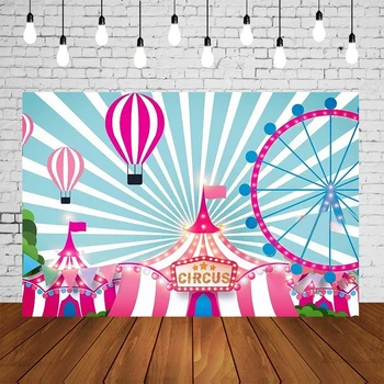 

Circus Pink Tent Ferris wheel Birthday Photography Backdrop Newborn Portrait Photocall Photophone Photo Studio Background SM1022