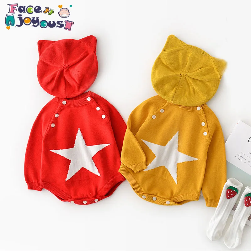 

Fashion Star Baby Romper 2019 Spring Autumn Newborn Baby Clothes Kids Girls Boys Jumpsuit Infant Knitted Rompers