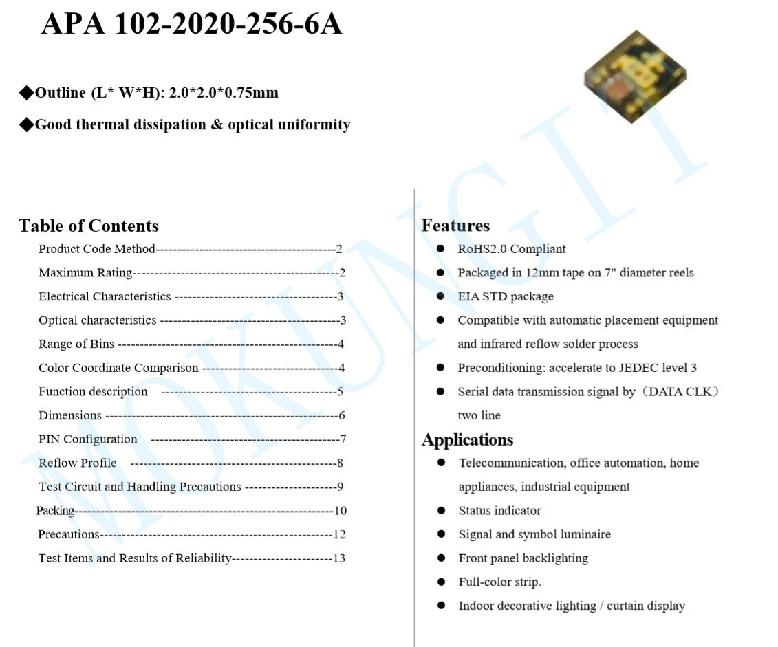 Быстрая 8K APA102 светодиодный чипы матрица программы RGB умный светодиодный s APA102 256 6A светодиодный чипы 6 шпильки 5V для адресуемых светодиодные панели