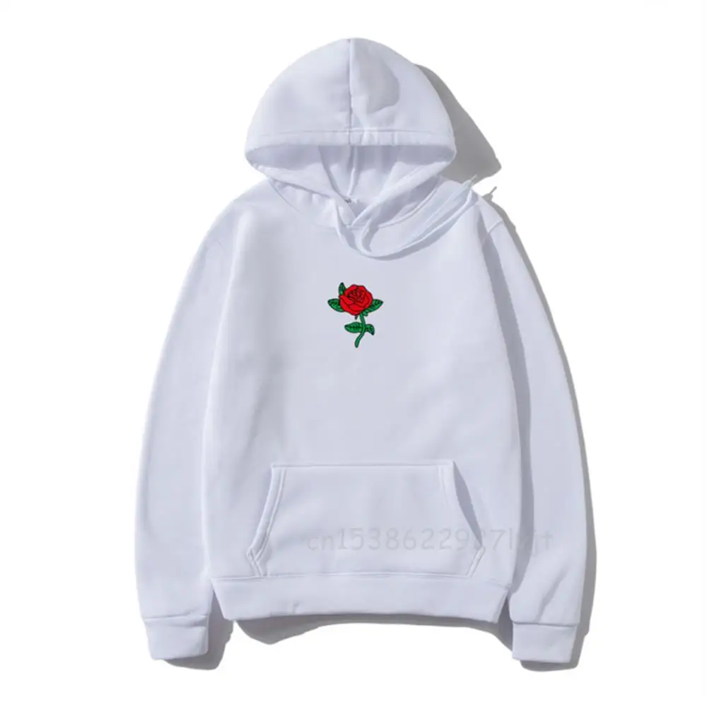 

Harajuku Hoodie Sweatshirt Men Casual Streetwear Fashion Red Rose Flower Print Hooded Sweatshirts Sudaderas Hombre hoody Clothes
