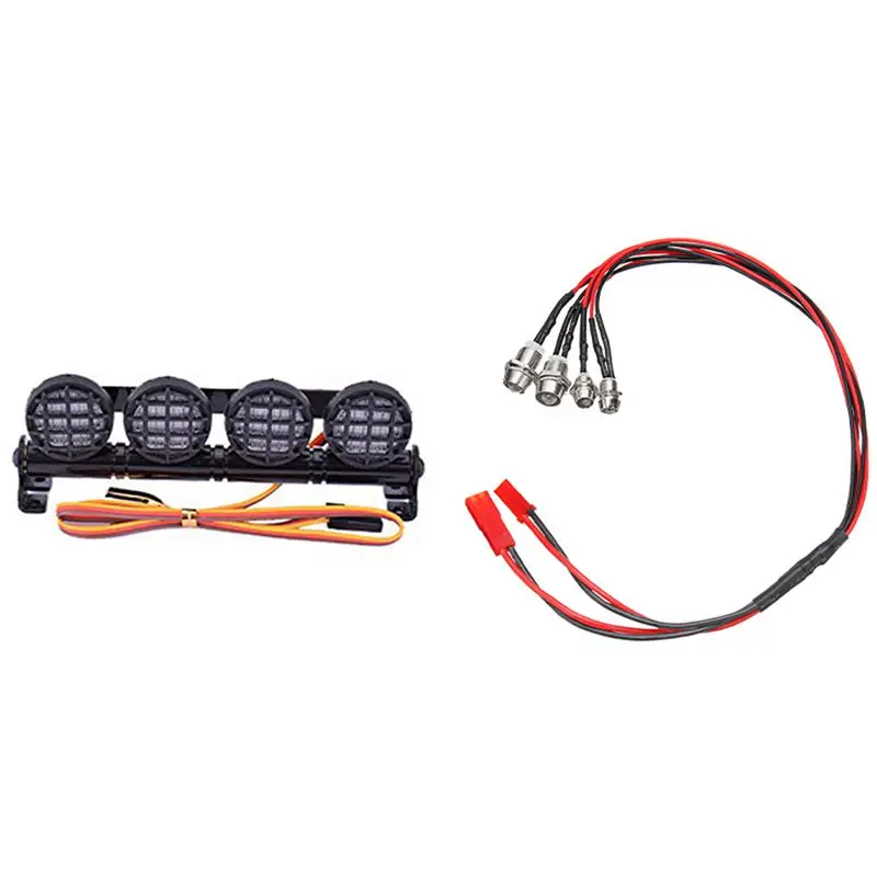 

for WPL RC Car Truck Kit Headlights with Light Bar with 4 Spotlights for 1/10 1/8 RC Car HSP TAMIYA CC01 Axial SCX10