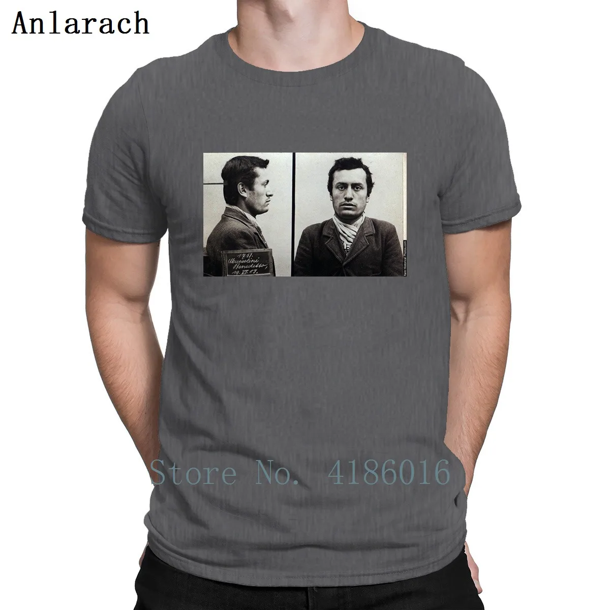 Benitto Mussolini Mugshot 1903, футболка с круглым вырезом, тонкая, весна-осень, с картинками, хлопковая, милая, строящаяся, индивидуальная рубашка