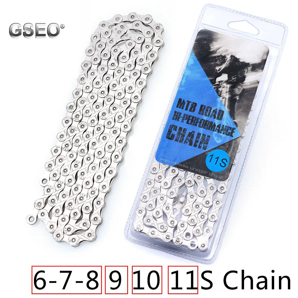 Mountain Bike Chain 6 7 8 9 10 11 Speed Mountain Bike Electroplated Silver Chain 24/27/30 Variable Speed Bicycle Accessories 10 speed mtb mountain bike road chain x10el silver hollow chain 116l with link 10 20 30 speed bicycle chain