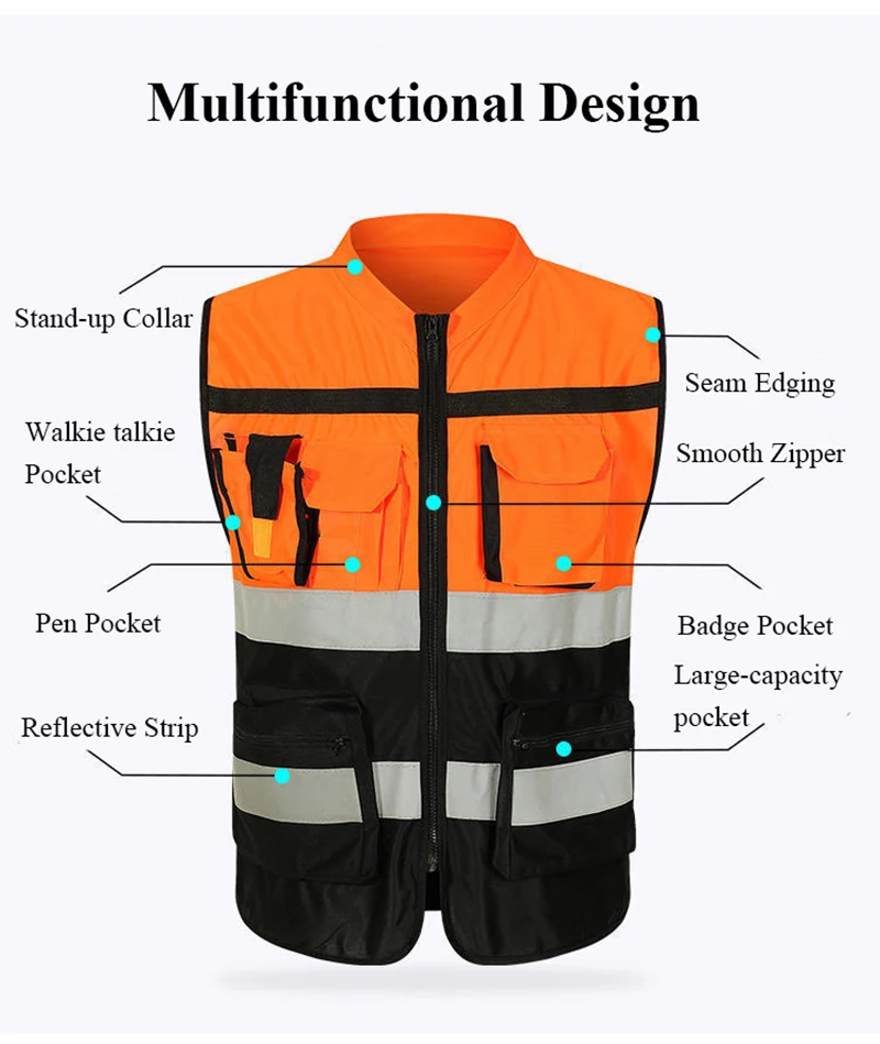 High Visibility Reflective Vest Working Clothes Motorcycle Cycling Sports Outdoor Reflective Safety Clothing Jacket