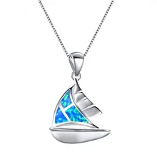 FDLK, уникальное ожерелье с кулоном из голубого огненного опала для парусника, Гламурное женское ювелирное ожерелье для свадебной вечеринки, подарок на день Святого Валентина
