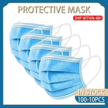 

100PCS Disposable Masks Anti Gas Dust Face Mask Protective Mask Dust-proof 3 layers Non Woven Soft Mask Shipped Within 48 hours