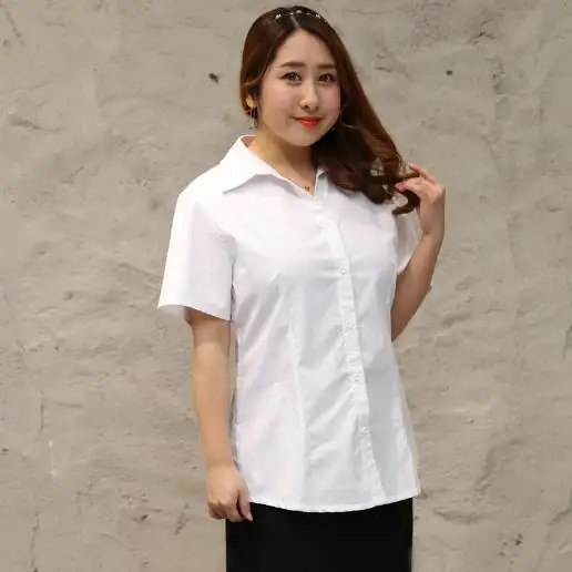 white v neck Ropa, женская блузка,, XL-10XL, большие размеры, для женщин, для офиса, для работы, блузки, топы, короткий рукав, элегантная тонкая туника, Blusas, рубашка, M698 - Цвет: white v neck
