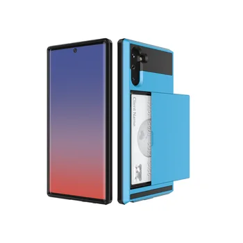 

50 pcs For Samsung Note10 Note10 Plus Slide Armor Wallet Card Slots Holder Case Cover For Samsung Note9